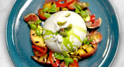 Burrata, Grilled Nectarine, Pickled Chilli, Candied Pistachio - Galbani