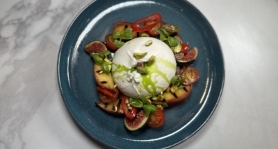 Burrata, Grilled Nectarine, Pickled Chilli, Candied Pistachio - Galbani